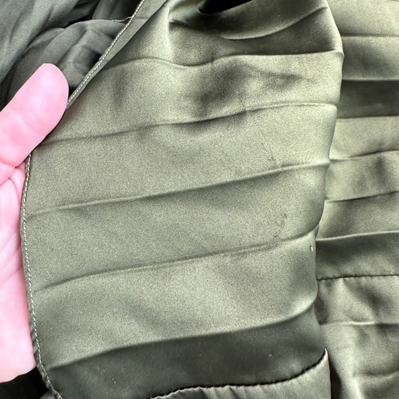 AMUR Pleated Strapless Belle Maxi Dress Satin Olive Green Sweetheart - Size 2 - Picture 10 of 16